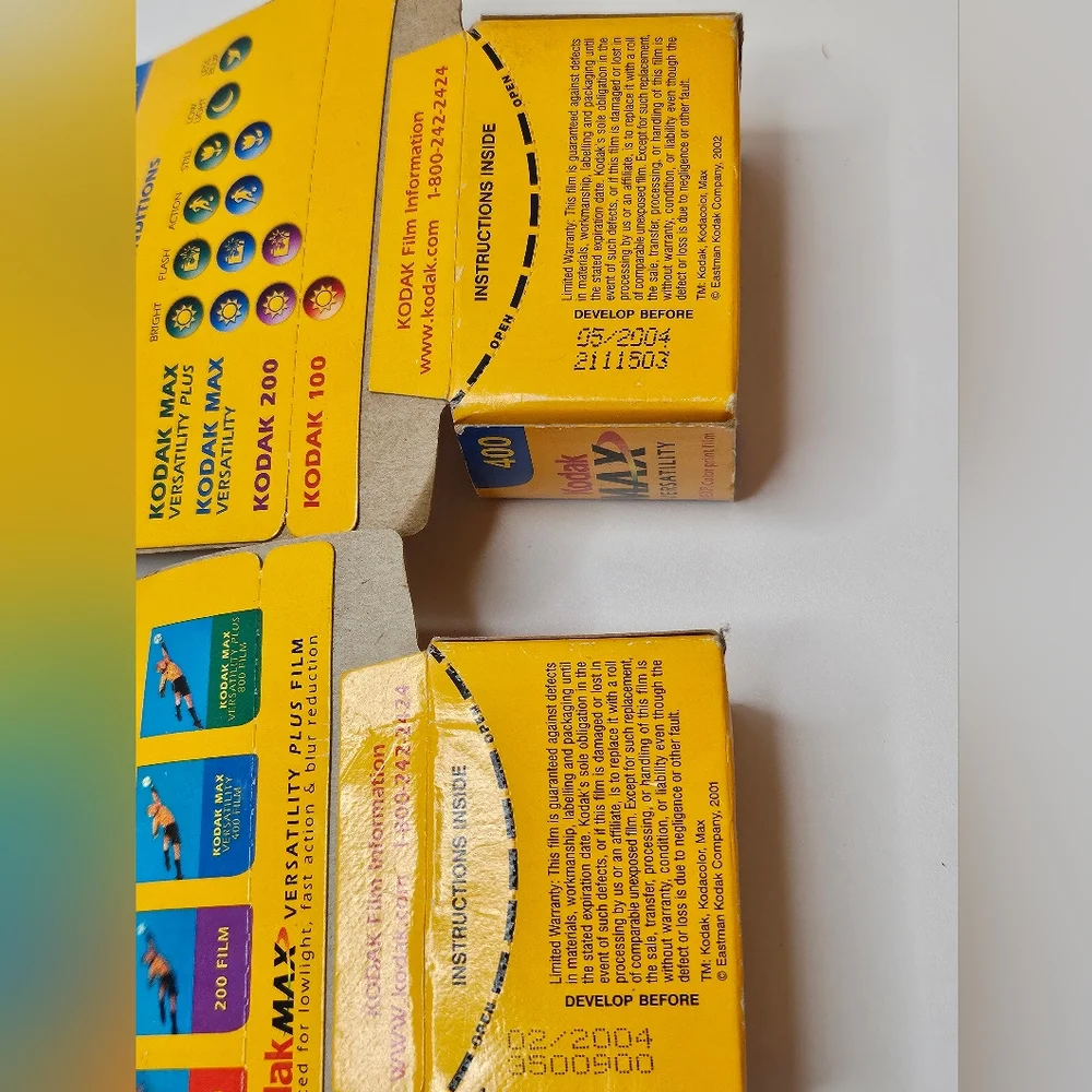 Qty 2 New Kodak MAX Versatility 400 Film 24 Exposure Exp 02/2004 And 05/2004